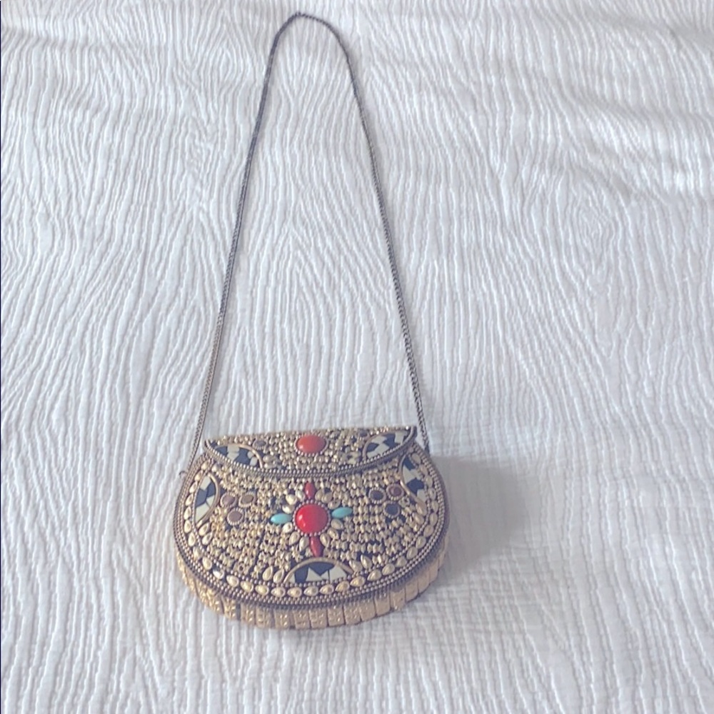 Metal and beaded purse